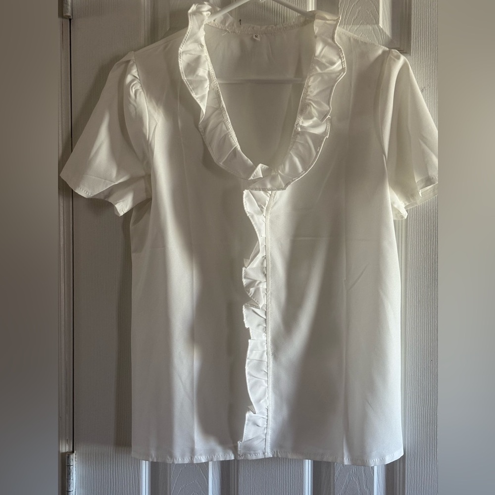 Elegant White Ruffle Blouse